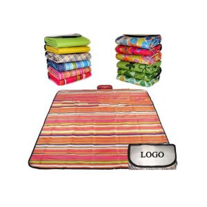 Folding Beach Blanket Large Waterproof Picnic Rug with Stripes Printed
