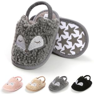 2019 winter new Fleece slip-on cute fox lovely soft sole  prewalk baby infant sandals