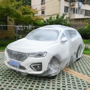 Disposable Car Covers，12.5 x 21.7ft Universal Clear Plastic Car Cover，Disposable