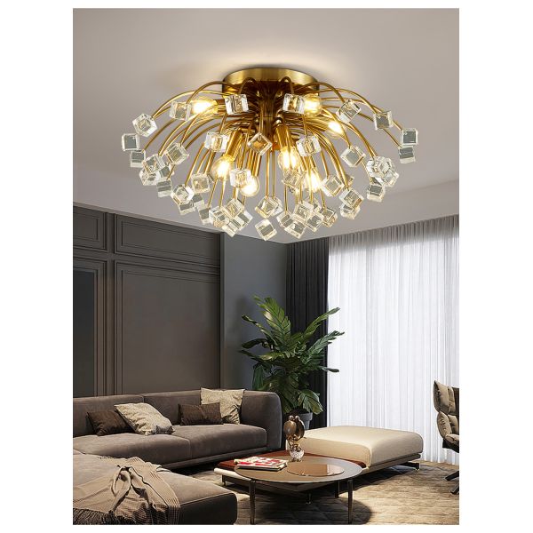 Modern colorful crystal ceiling chandeliers for bedroom living room round Gold ceiling lights(WH-CY-162)