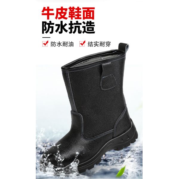 Kevlar Midsole Safety Shoes Cowhide Genuine Leather Work Boots with Steel Toe
