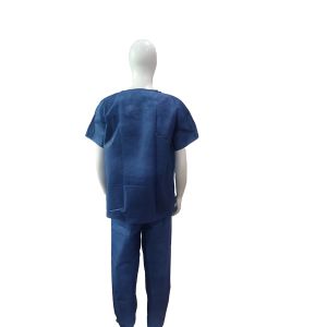 Non Woven SMS Knitted Cuff Lab Shirt Disposable Scrub Suit