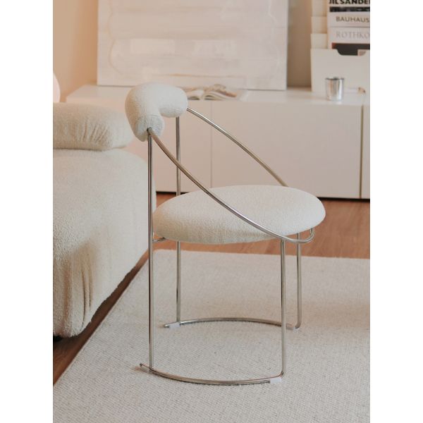 Minimalist Style Velvet Leisure Chair White Office Lounge