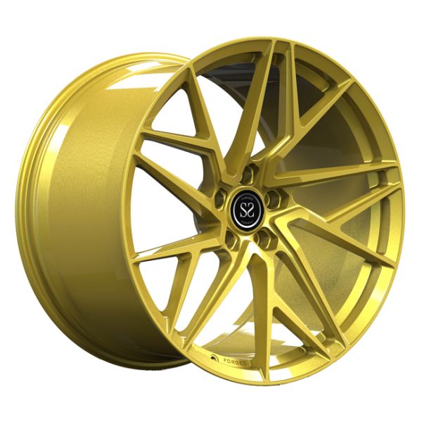 Monoblock 1 Piece PC Forged Wheels 20 Inch Staggered Gold Spoke Discs