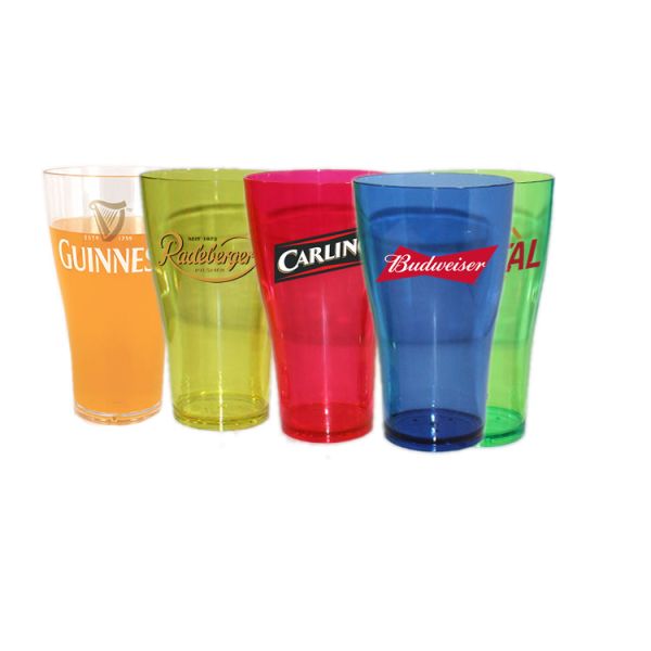 Buy Nucleated Tulip Plastic Beer Glasses 560ml Unbreakable Polycarbonate Pint Glasses at wholesale prices