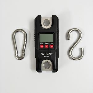 Black Portable Electronic Digital Crane Scale 300kg 660lbs Capacity ABS Material