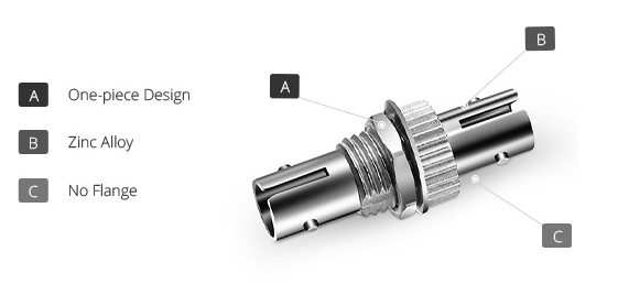 ST UPC To ST UPC Simplex Silver Color Connector/Adapter Zinc Alloy, XDK Single Mode