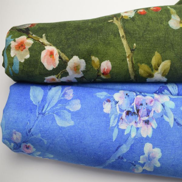 Modern Polyester Cotton Fabrics Ramie Cotton Silk Printed Fabric