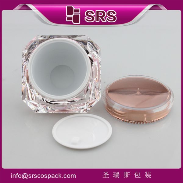 J060C diamond shape acrylic shiny jar luxury cosmetic container