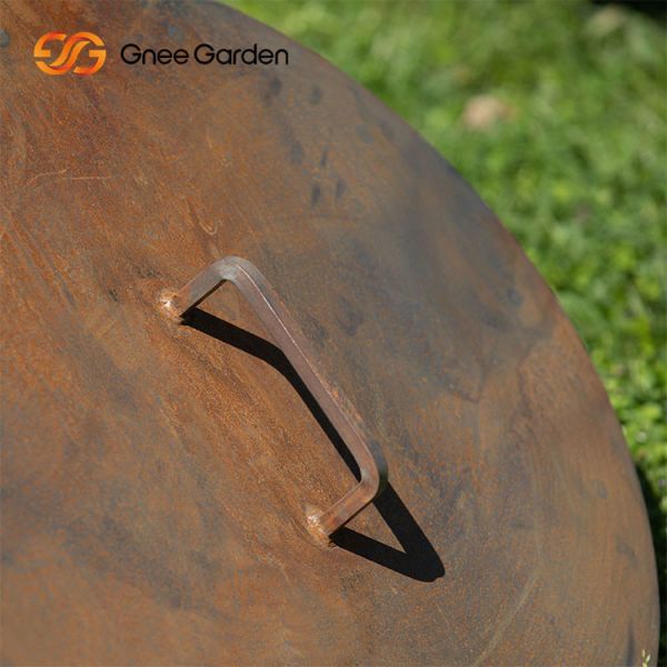 Camping Heater Wood Burning Corten Steel Round Fire Pit In Outdoor Living Space