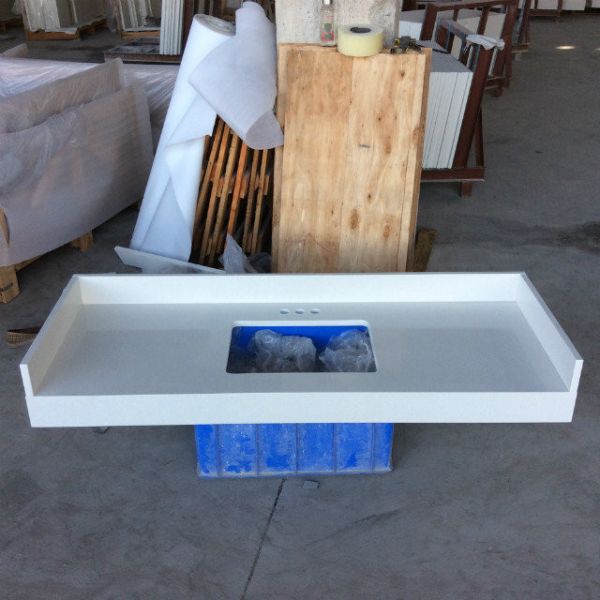 Buy Bacteria Resistant Quartz Countertop Slab With Sink Prefabricated Vanity Tops at wholesale prices