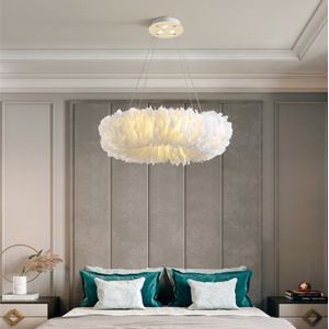 Feather Chandelier Lighting For Kids room lamp Bedroom staircase Restaurant ring