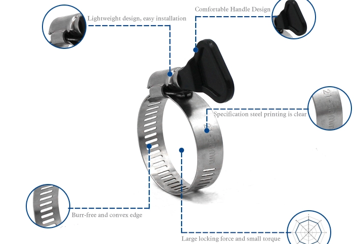 12.7mm American Style Perforated Stainless Steel Clamp With Handle For HAVC