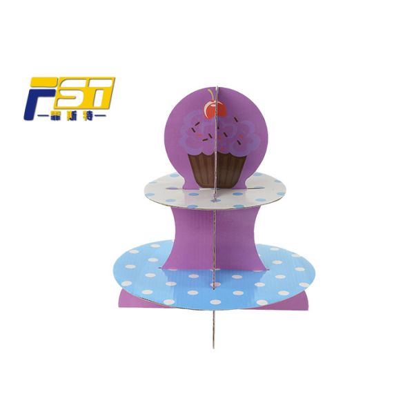 100% Recyclable 2 Tier Cardboard Cupcake Stand 4C Full Color Glossy / Matt Film Lamination