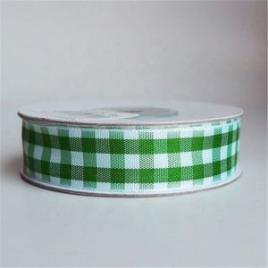 Fancy 16MM Satin Ribbon , Narrow Woven Colored Checkered Wired Ribbon