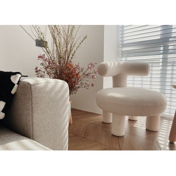 Buy Personalized Modern Fabric Dining Chairs Lambswool Nordic Single Sofa at wholesale prices