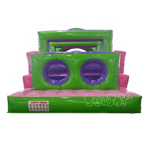 12M Length Pink Green Inflatable Obstacle Course For Adult