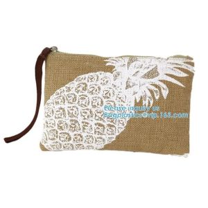 Wholesale jute tote bags with leather handles,Reusable natural color jute tote