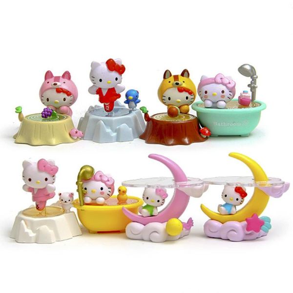 Custom OEM Made PVC Cute Mini Plastic Cartoon Kitty cat Toy as gift to kids