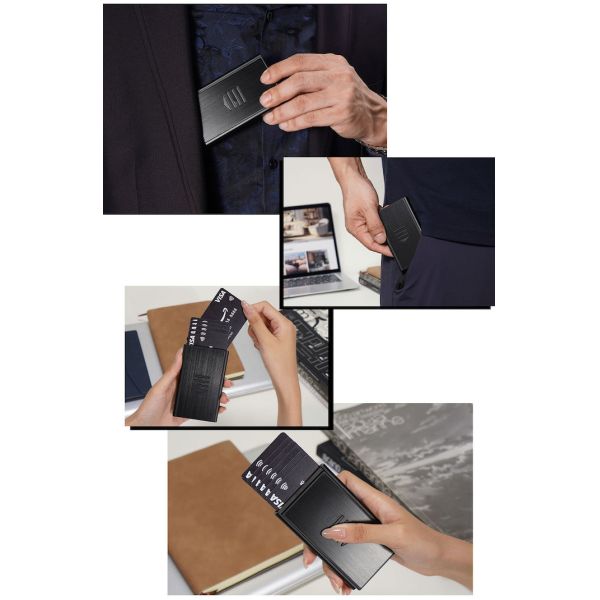 Portable 60*15*100MM Silver Anodized Aluminum Card Wallet With Customizable Laser Engraving