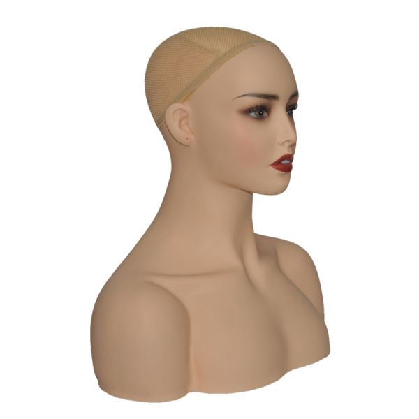 Wholesales European Realistic Wig Professional Training Half Body Makeup Face Female Mannequin Head with Shoulder
