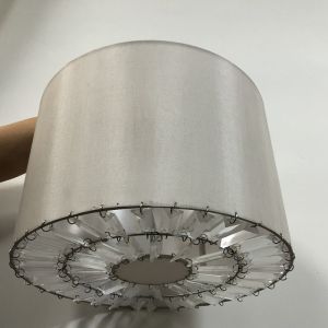 300*200MM Easy Fit Pendant Shade Faux Silk Clear Beads At Bottom