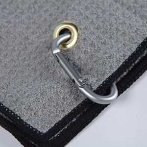 Easy Carrying Black Microfiber Golf Towel Microfiber Waffle Weave Microfiber