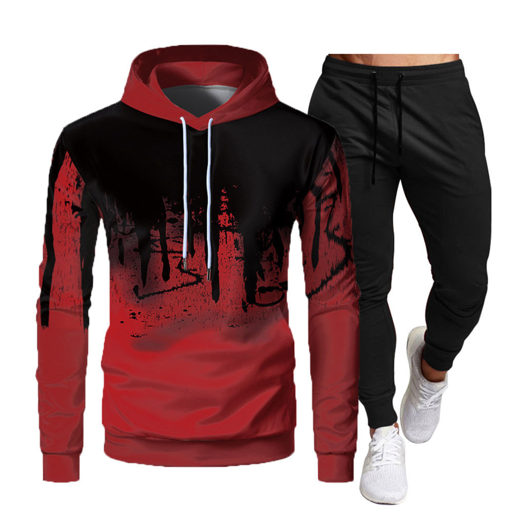 Quality ODM Men Tracksuit Set Sportswear Hooded And Pant Pullover Two Piece for sale