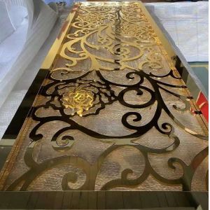 Modern luxury stainless steel electroplating gold 8ft screen room divider