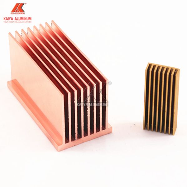 Rectangular Extruded Aluminium Heat Sink Profile Rose Gold Color