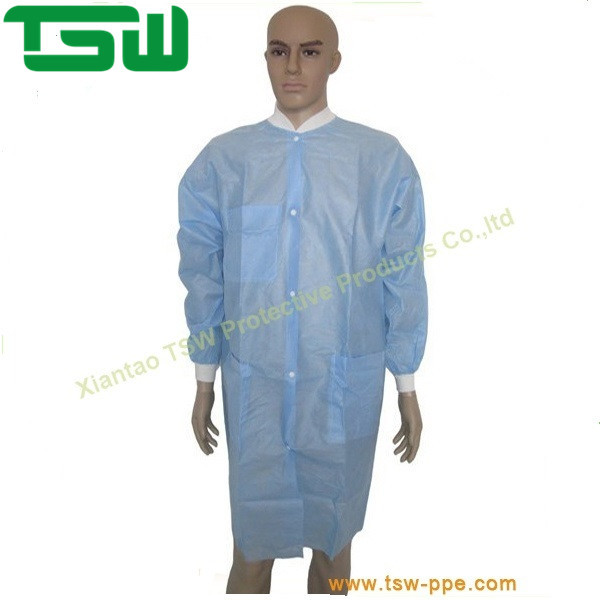 Buy Breathable PP PE  Disposable Lab Coats With Knitted Collar at wholesale prices