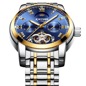 KINYUED stainless steel waterproof automatic mechanical watch luminous mens