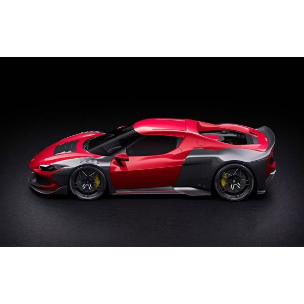 Red Ferrari 296 Automobile Body Kit ZE Style Diffuser Carbon Fiber Front Lip Spoiler