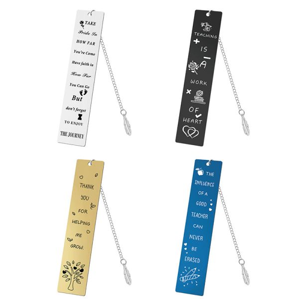 Bookmark EurAmerican Teachers' Day gift gold leaf Pendant student teacher souvenir engraved words picture logo bookmark