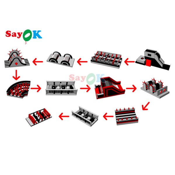 Buy Customized Amusement Park Inflatable Obstacle Course Blow Up Theme Park at wholesale prices