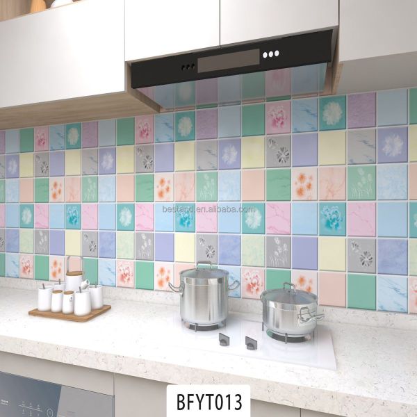 Waterproof Peel and Stick Wall Tile Stickers for Kitchen Backsplash Decor Geometric Pattern Heat Insulation