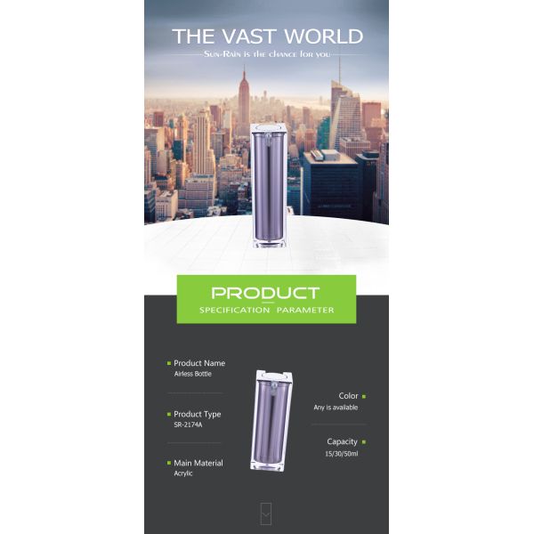 Acrylic airless pump bottle square PP inner bottle 15ml 30ml 50ml SR-2174A