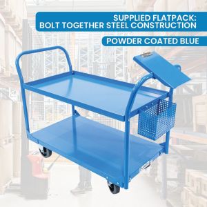 Customized 1200LB 2 Tier Trolley Metal Utility Cart With Double Handle