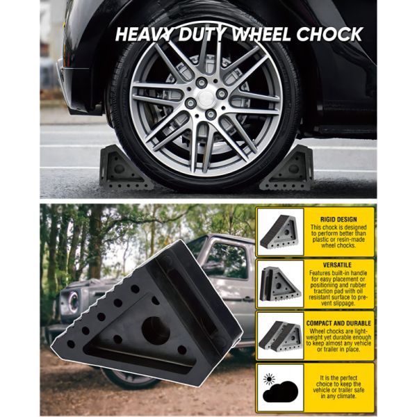 4.4 Pounds Auto Parking Heavy Duty Solid Rubber Wheel Chocks With Eyelet