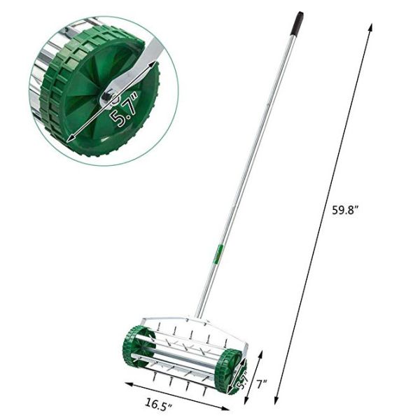 16.5 Inches Roller Heavy Duty Lawn Aerator With Securely Threaded Connections