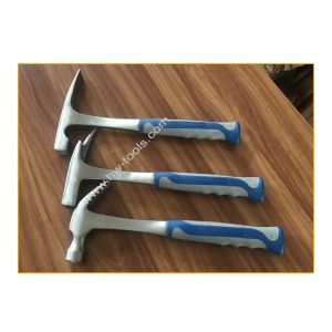 Mason's hammer masonary tool with forged steel construction & shock reduction