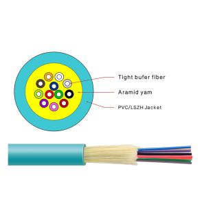 Flame Retardant OM3 150/300 Indoor Fiber Optic Cable 6 / 8 / 10 Core