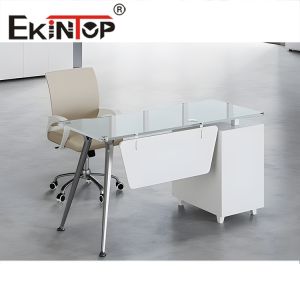 White Customized Toughened Glass Desk Tempered Glass Computer Desk