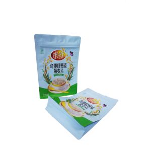 Custom Security Packaging Flat Bottom Pouch With Window Oatmeal Powder