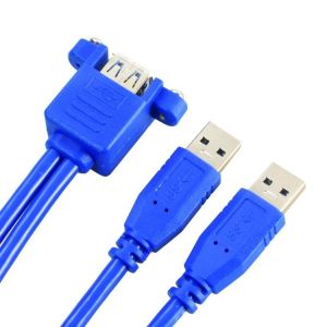 Dual Type A Male to Female Panel Mount USB 3.0 Extension Cable