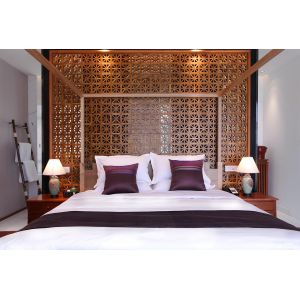 Customized Modern Hotel Bedroom Furniture / Bedroom Suites Solid Wood Material