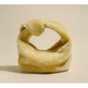 China 23cm 10cm Womens Leather Bag Lamb Hair Mini Cloud Bag Autumn Winter on sale