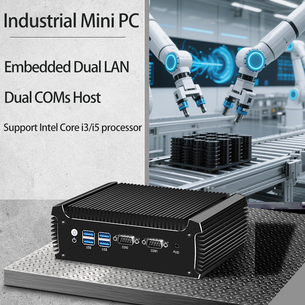 Intel Core i5 8250U Mini PC With 16 GB and 2 COMs 2 LAN Fanless Industrial PC