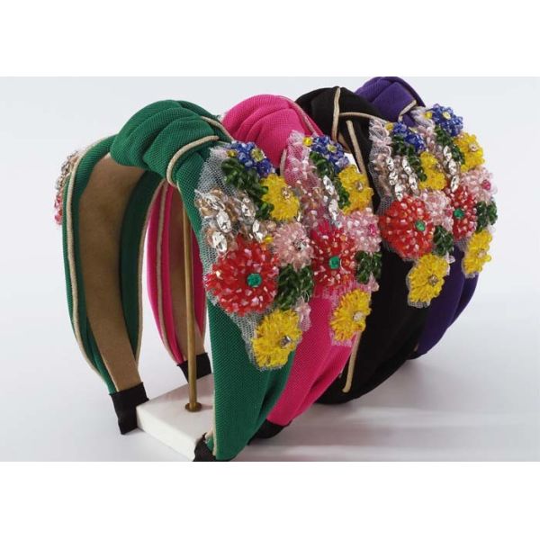 Light luxury encrusted diamond flowers headbands decorate nailed pearls knotted