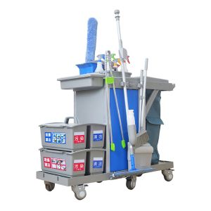 Blue Locking Cabinet 150KG High Capacity Janitor Cart